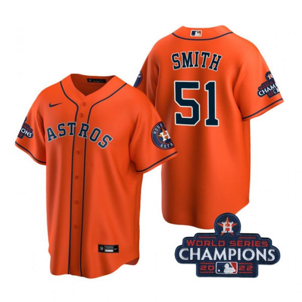 Astros 51 Will Smith Orange 2022 World Series Champions Cool Base Jersey