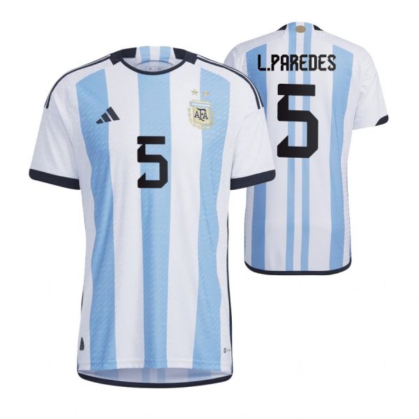 Argentina 5 L.PAREDES Home 2022 FIFA World Cup Thailand Soccer Jersey