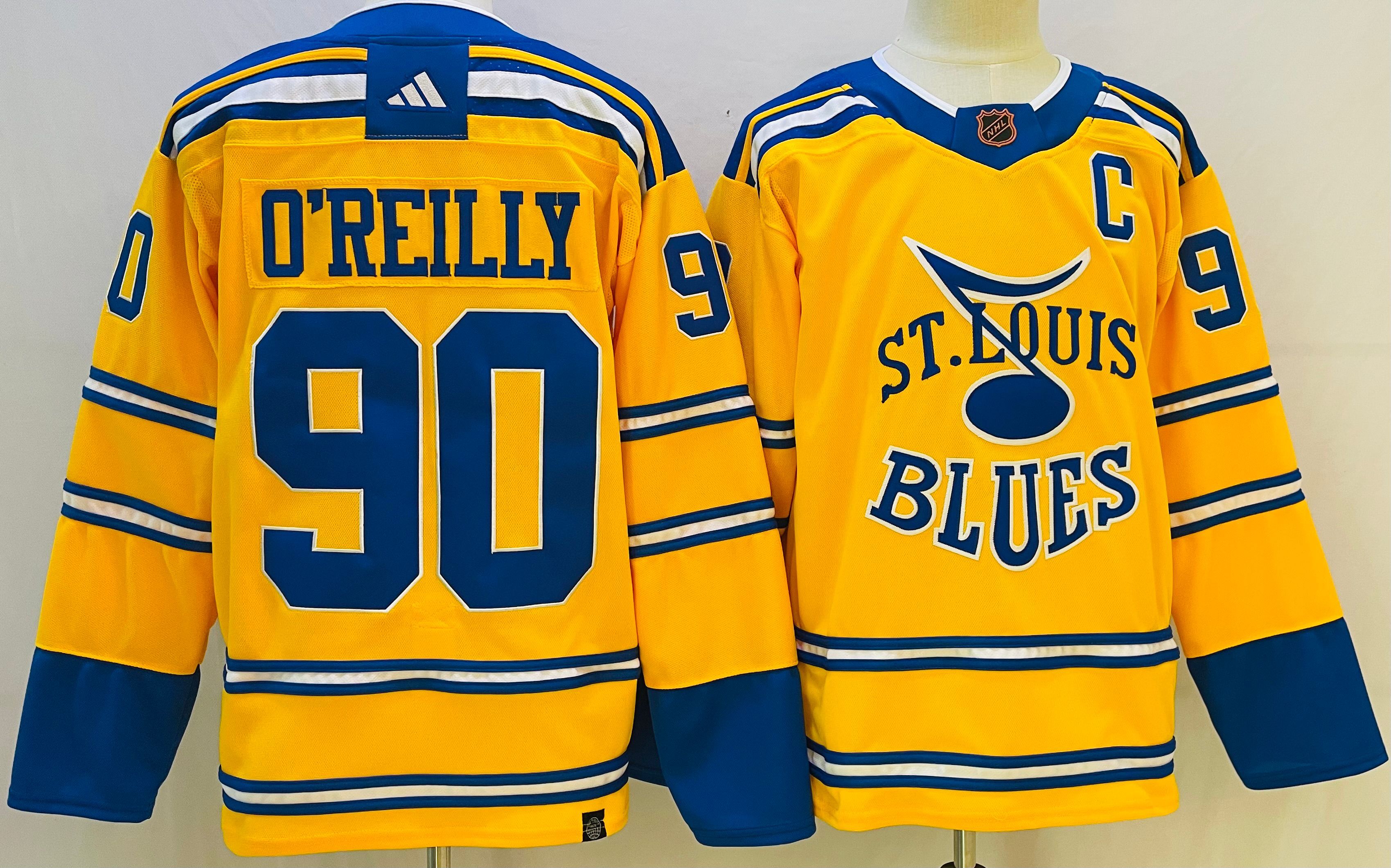 Blues 90 Ryan O'Reilly Yellow Reverse Retro Adidas Jersey