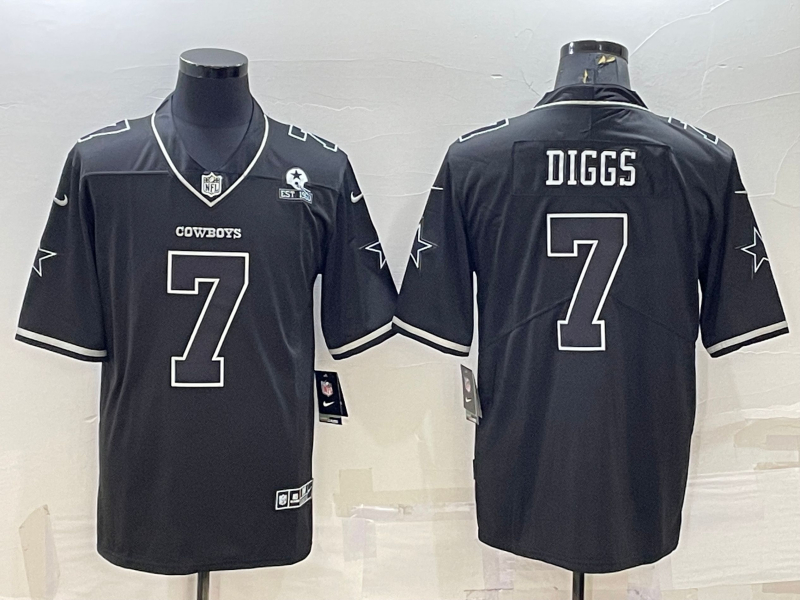 Nike Cowboys 7 Trevon Diggs Black Shadow Est 1960 Patch Vapor Limited Jersey - Click Image to Close