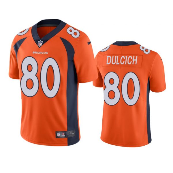 Nike Broncos 80 Greg Dulcich Orange Vapor Untouchable Limited Jersey - Click Image to Close