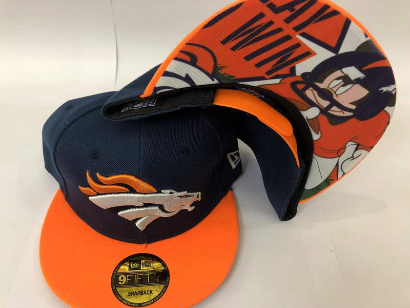 Broncos Team Logo Navy Orange Adjustable Hat LH