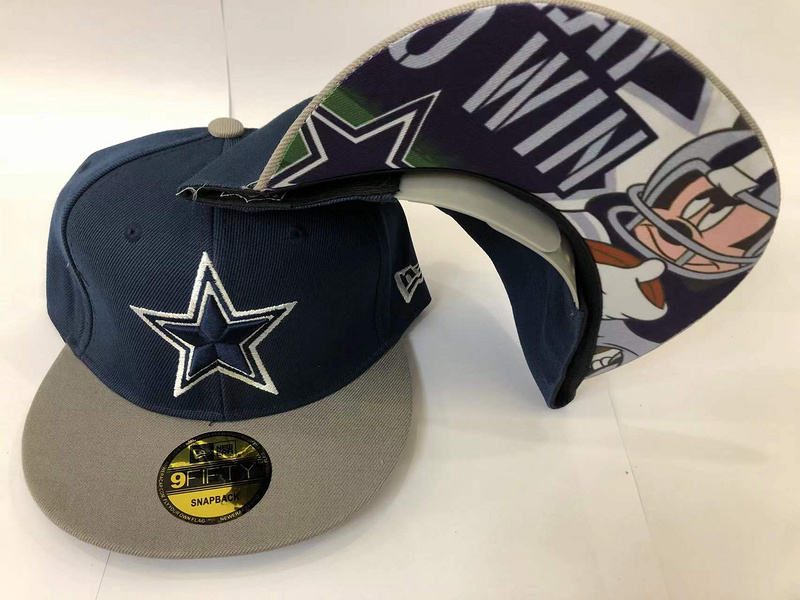Cowboys Team Logo Gray Navy Adjustable Hat LH