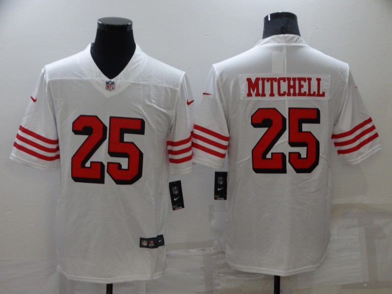 Nike 49ers 25 Elijah Mitchell White Color Rush Vapor Limited Jersey - Click Image to Close