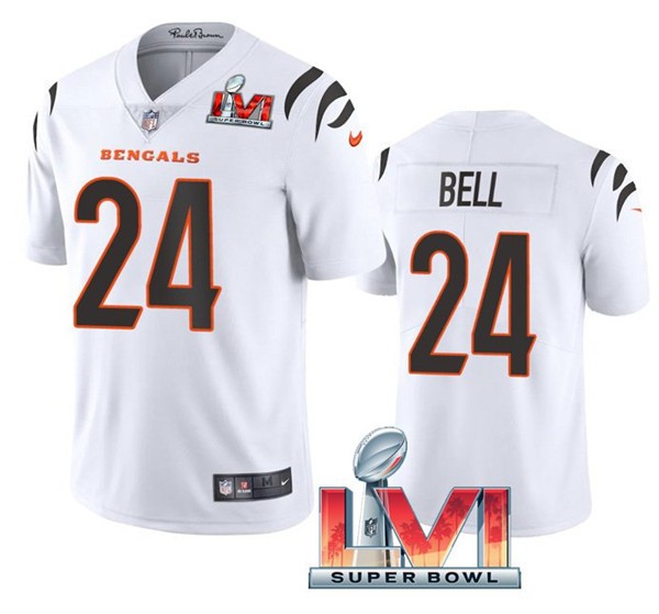 Nike Bengals 24 Vonn Bell White 2022 Super Bowl LVI Vapor Limited Jersey - Click Image to Close