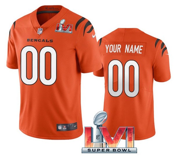 Nike Bengals Customized Orange 2022 Super Bowl LVI Vapor Limited Jersey
