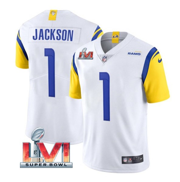 Nike Rams 1 Desean Jackson White 2022 Super Bowl LVI Vapor Limited Jersey - Click Image to Close