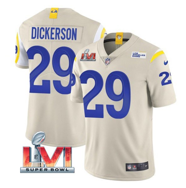 Nike Rams 29 Eric Dickerson Bone 2022 Super Bowl LVI Vapor Limited Jersey