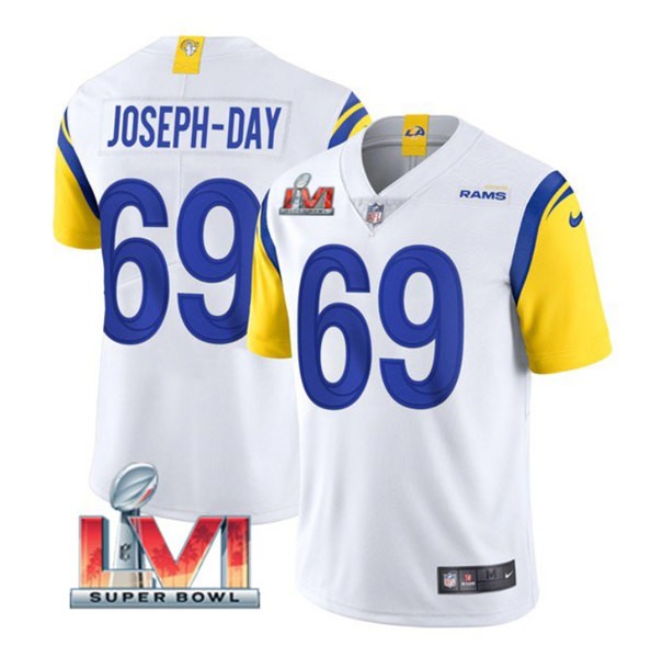Nike Rams 69 Sebastian Joseph Day White 2022 Super Bowl LVI Vapor Limited Jersey