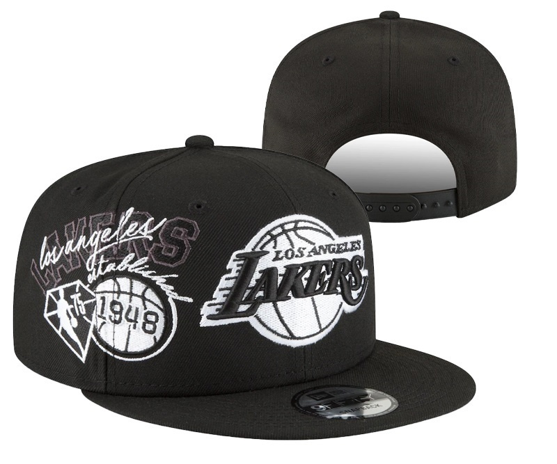 Lakers Team Logo Black 75th Anniversary Adjustable Hat YD