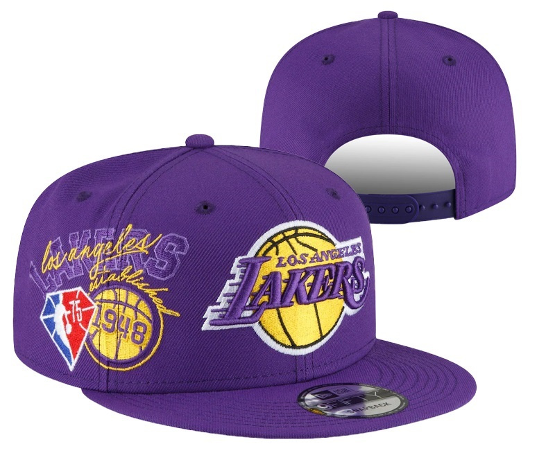 Lakers Team Logo Purple 75th Anniversary Adjustable Hat YD