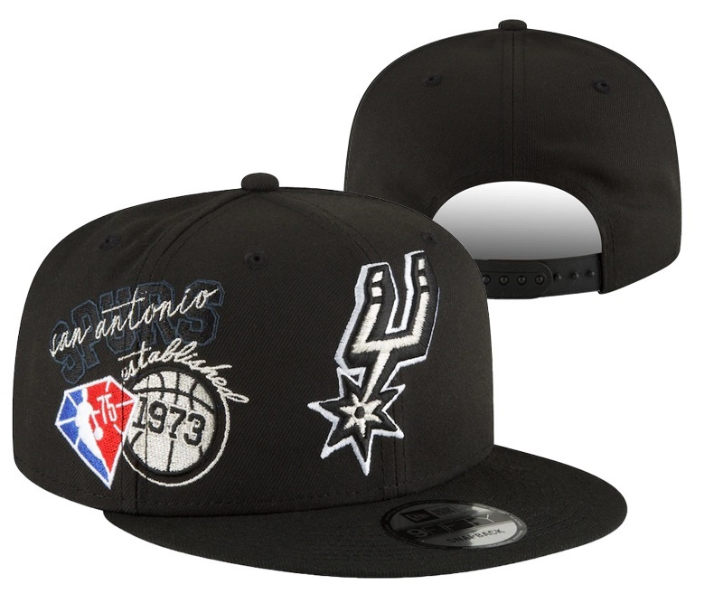 Spurs Team Logo Black 75th Anniversary Adjustable Hat YD