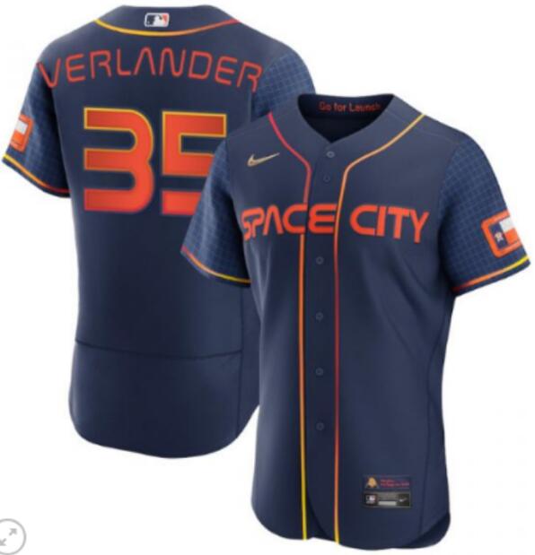 Astros 35 Justin Verlander Navy Nike 2022 City Connect Flexbase Jersey
