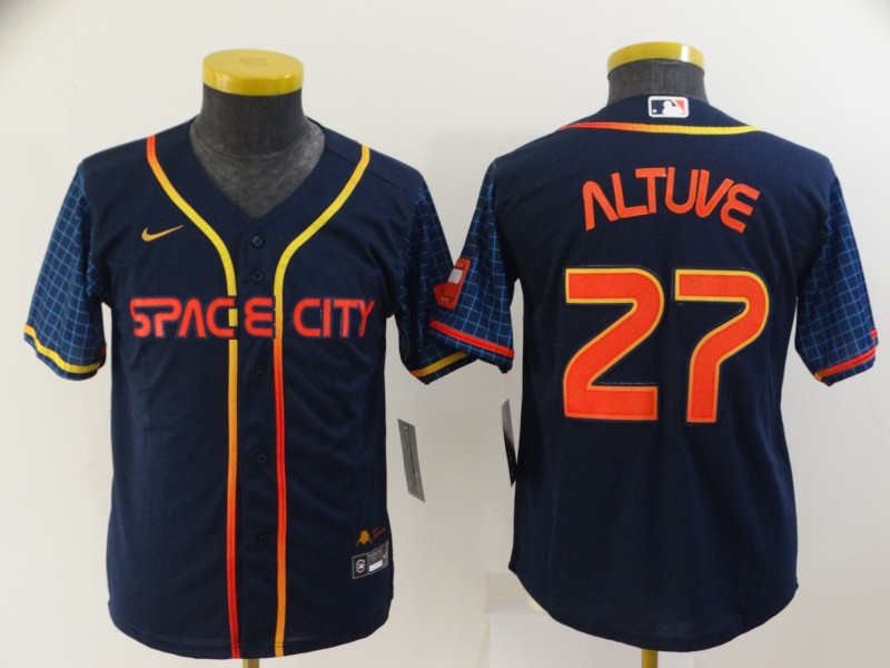 Astros 27 Jose Altuve Navy Youth Nike 2022 City Connect Cool Base Jersey