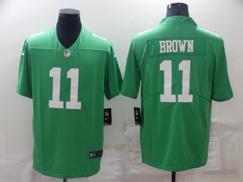 Nike Eagles 11 A. J. Brown Green 2022 NFL Draft Color Rush Limited Jersey