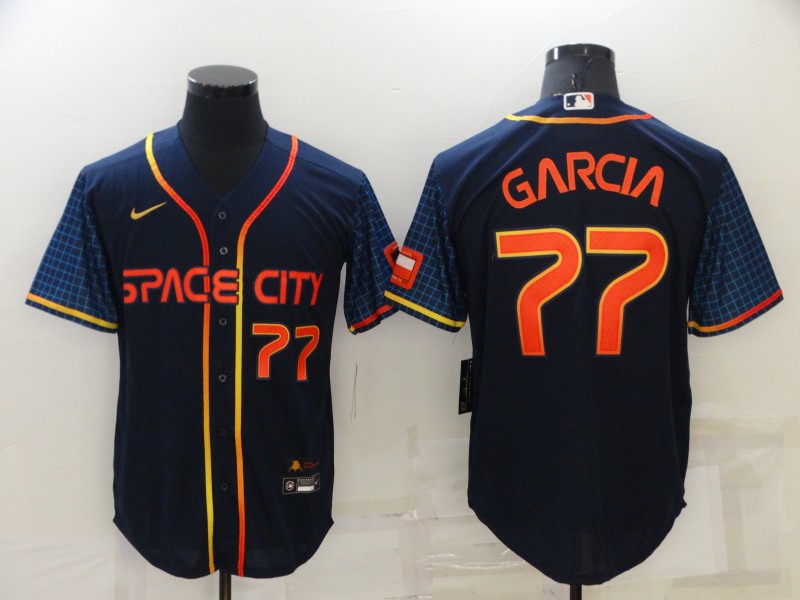 Astros 77 Luis Garcia Navy Nike 2022 City Connect Cool Base Jersey