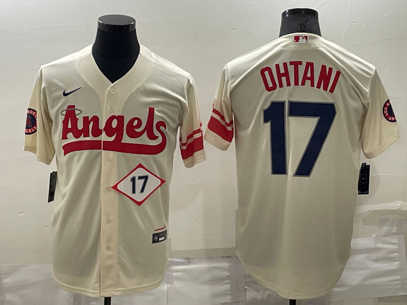Angels 17 Shohei Ohtani Cream 2022 City Connect Cool Base Jersey