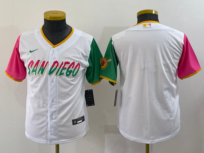 Padres Blank White Youth Nike 2022 City Connect Cool Base Jersey