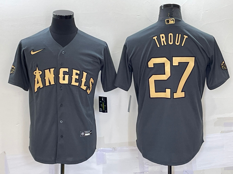 Angels 27 Mike Trout Charcoal Nike 2022 MLB All-Star Cool Base Jersey