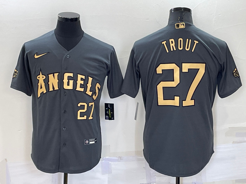 Angels 27 Mike Trout Charcoal Nike 2022 MLB All-Star Cool Base Jerseys
