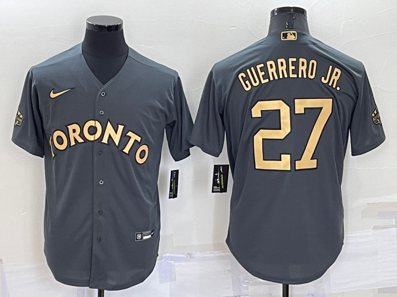 Blue Jays 27 Vladimir Guerrero Jr. Charcoal Nike 2022 MLB All-Star Cool Base Jersey