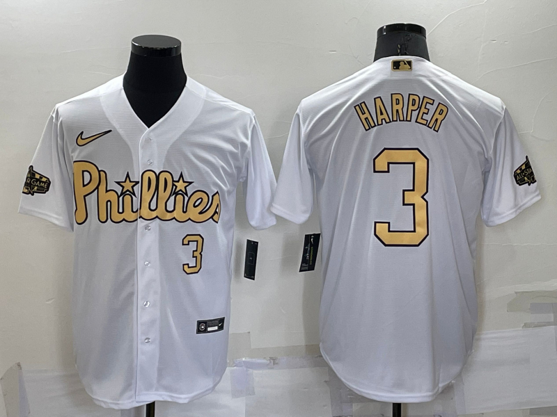 Phillies 3 Bryce Harper White Nike 2022 MLB All-Star Cool Base Jersey