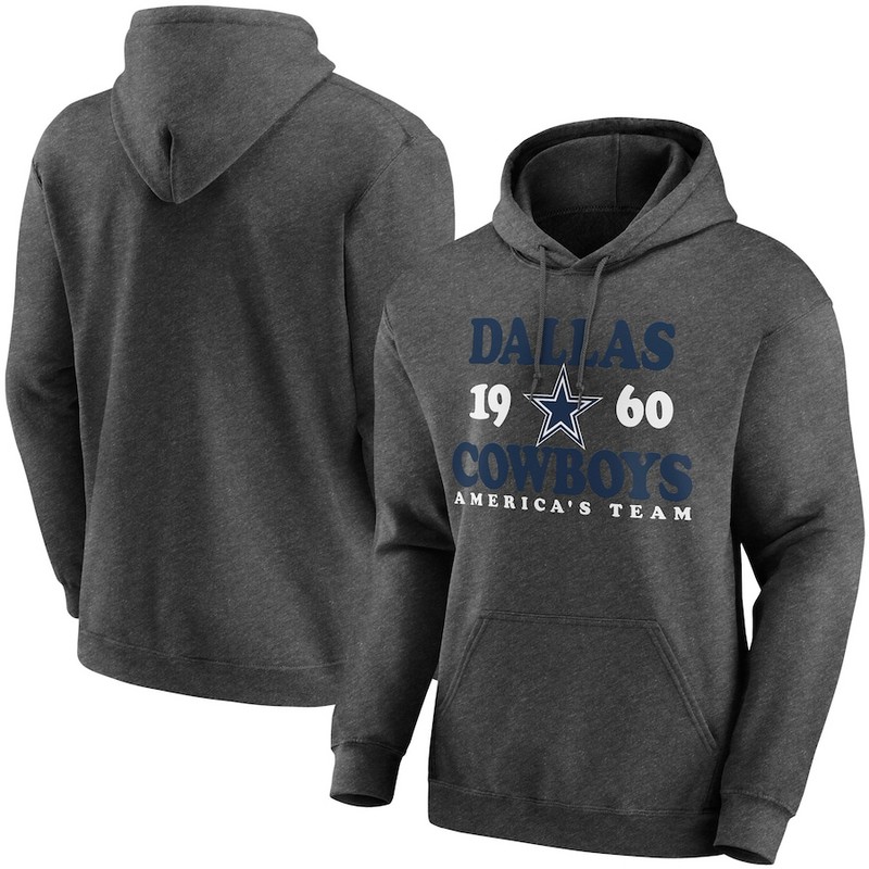 Men's Dallas Cowboys Heathered Charcoal Fierce Competitor Pullover Hoodie - Click Image to Close