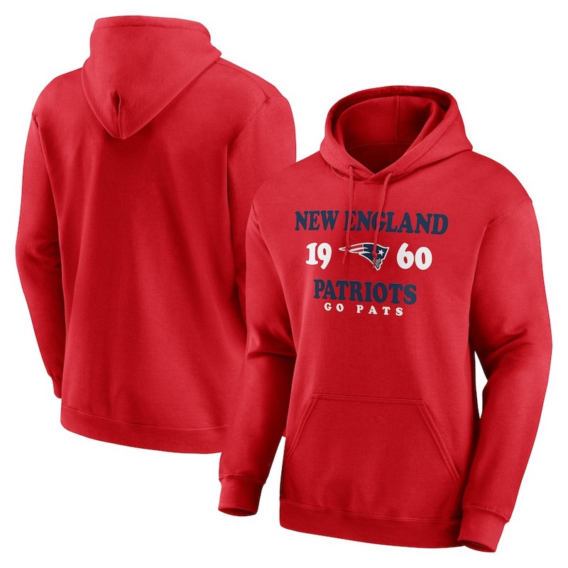 Men's New England Patriots Red Fierce Competitor Pullover Hoodie