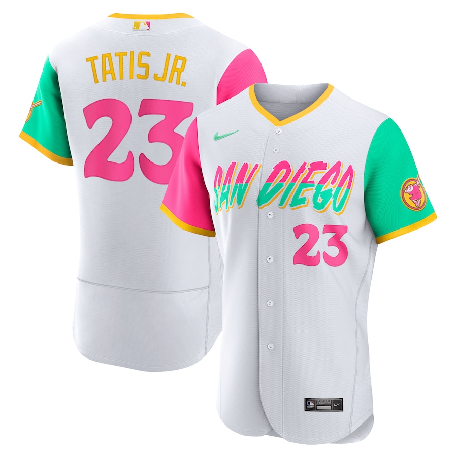Padres 23 Fernando Tatis Jr. White Nike 2022 City Connect Flexbase Jersey