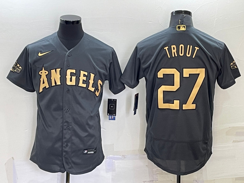 Angels 27 Mike Trout Charcoal Nike 2022 MLB All-Star Flexbase Jerseys