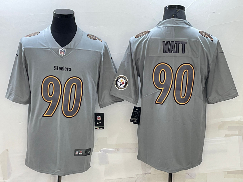 Nike Steelers 90 T.J. Watt Gray Atmosphere Fashion Vapor Limited Jersey - Click Image to Close