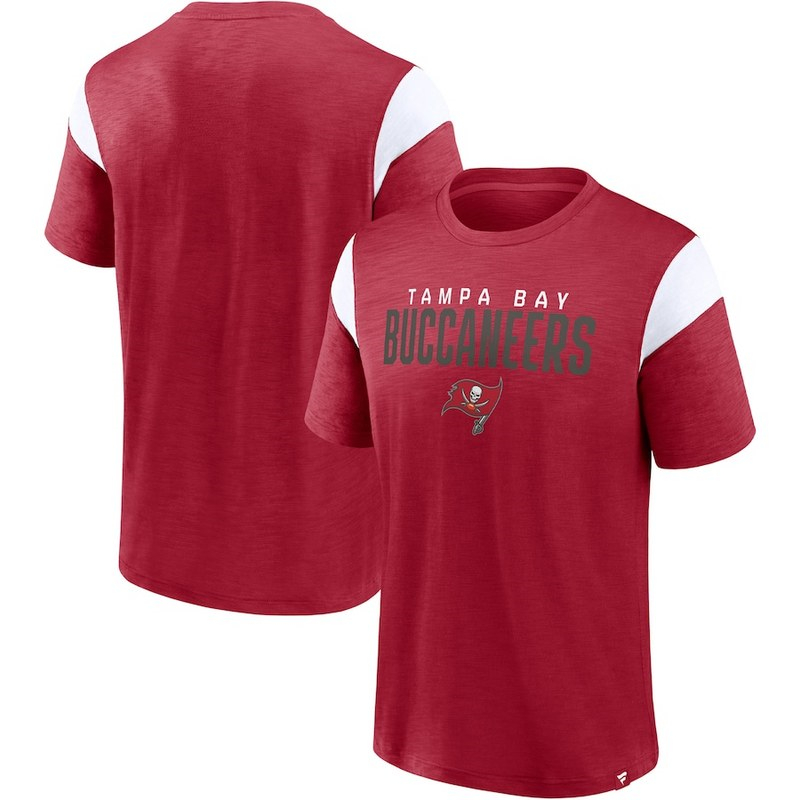 Men's Tampa Bay Buccaneers Fanatics Branded RedWhite Home Stretch Team T-Shirt - Click Image to Close