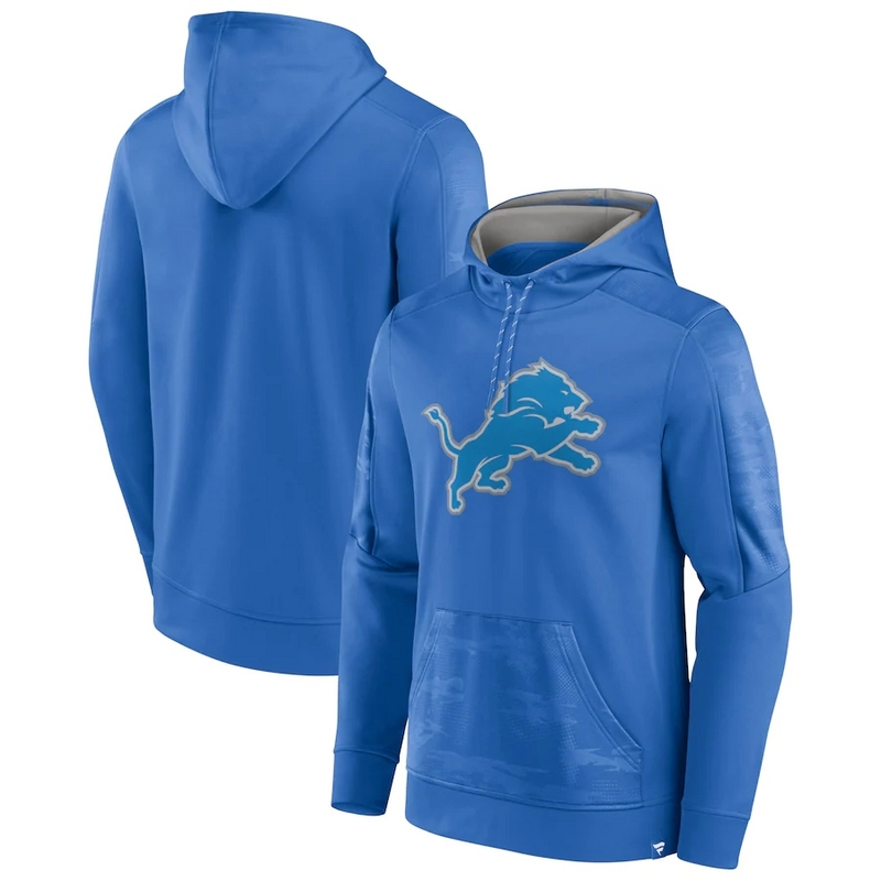 Detroit Lions Fanatics Branded On The Ball Pullover Hoodie Blue - Click Image to Close