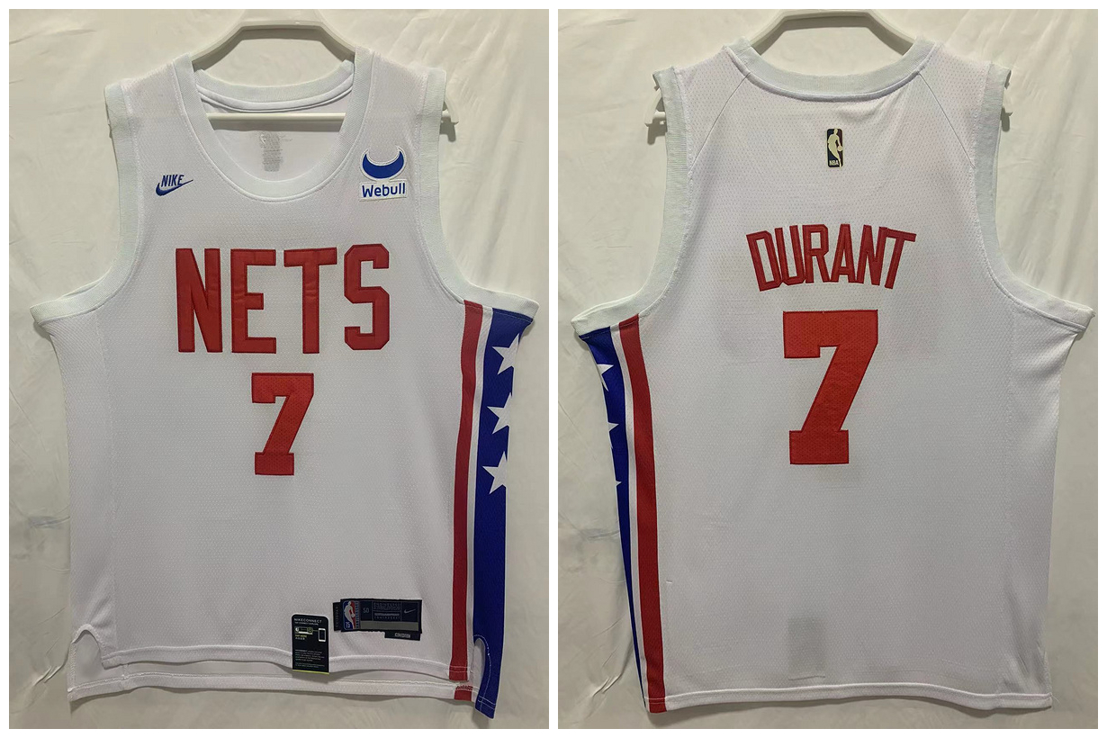 Nets 7 Kevin Durant White Nike 2022-23 Swingman Jersey
