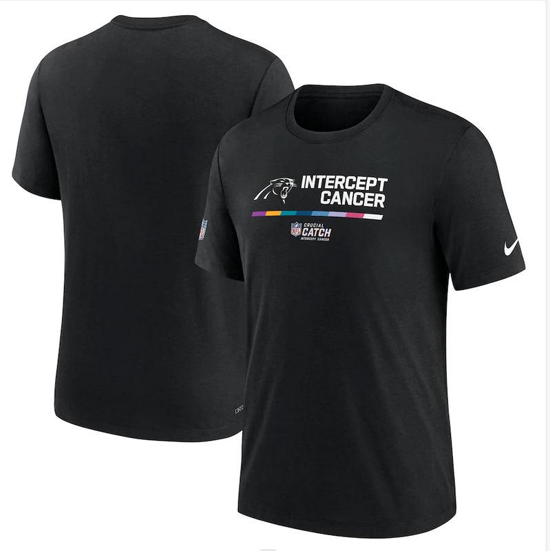 Carolina Panthers Nike 2022 NFL Crucial Catch Performance T-Shirt Black - Click Image to Close