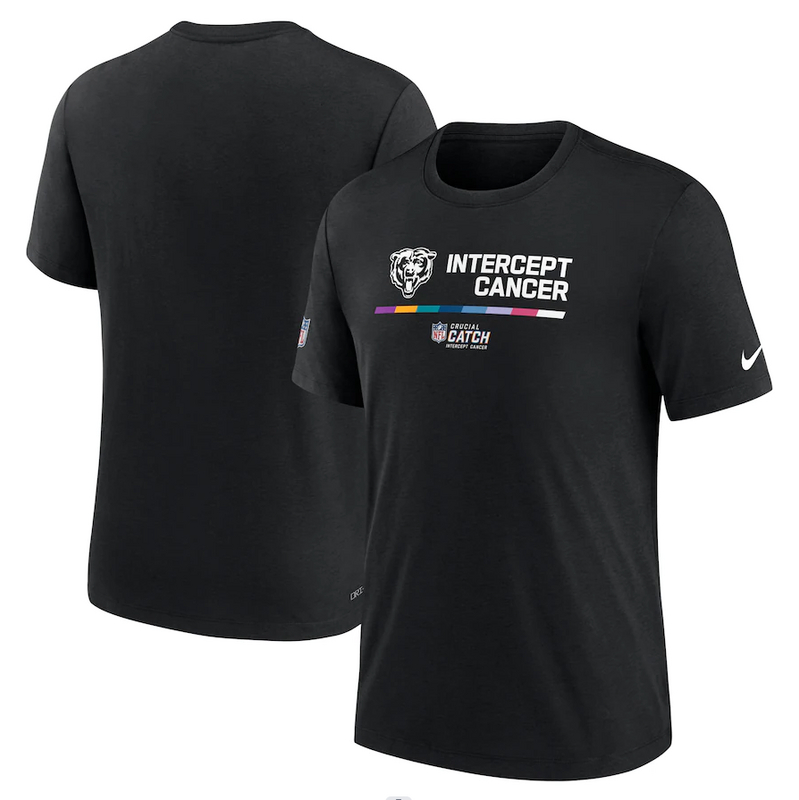 Chicago Bears Nike 2022 NFL Crucial Catch Performance T-Shirt Black - Click Image to Close