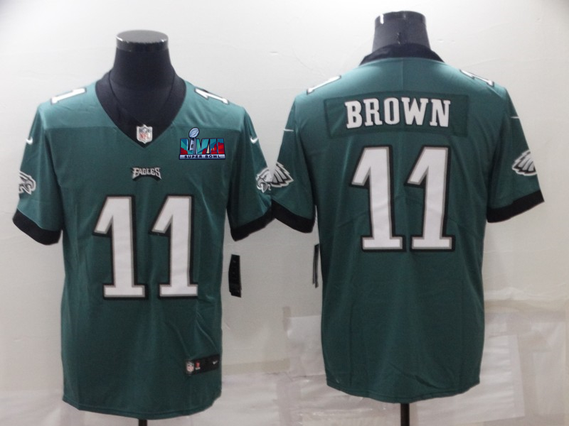 Nike Eagles 11 A. J. Brown Green 2023 Super Bowl LVII Vapor Limited Jersey