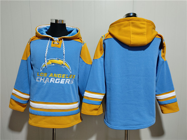 Men's Los Angeles Chargers Blank Light Blue Ageless Must-Have Lace-Up Pullover Hoodie