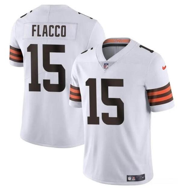Nike Browns 15 Joe Flacco White Vapor Untouchable Limited Jersey - Click Image to Close