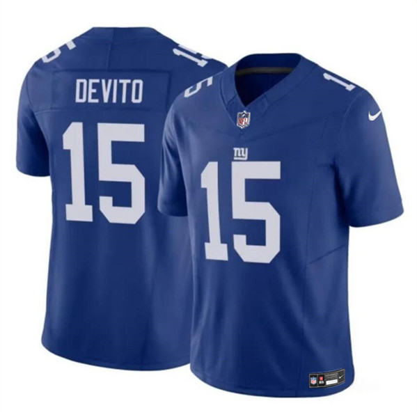 Nike Giants 15 Tommy DeVito Royal Vapor Untouchable Limited Jersey - Click Image to Close