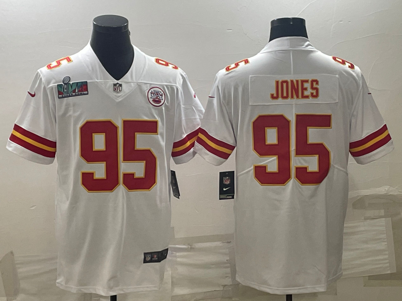 Nike Chiefs 95 Chris Jones White 2023 Super Bowl LVII Vapor Untouchable Limited Jersey