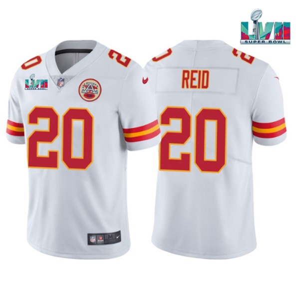 Nike Chiefs 20 Justin Reid White 2023 Super Bowl LVII Vapor Limited Jersey - Click Image to Close