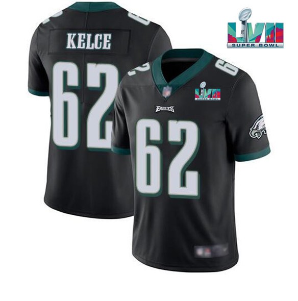 Nike Eagles 62 Jason Kelce Black 2023 Super Bowl LVII Vapor Limited Jersey - Click Image to Close
