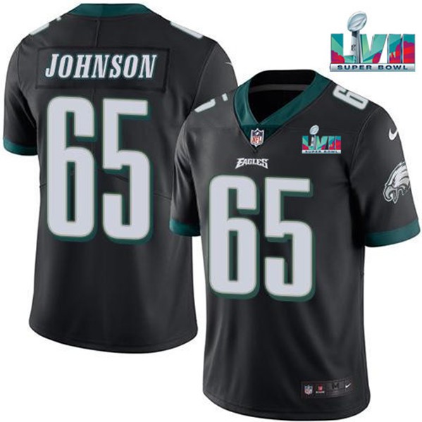 Nike Eagles 65 Lane Johnson Black 2023 Super Bowl LVII Vapor Limited Jersey - Click Image to Close