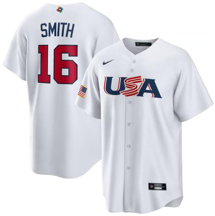 USA 16 Will Smith White Nike 2023 World Baseball Classic Jersey USA 16 Will Smith White Nike 2023 World Baseball Classic Jersey