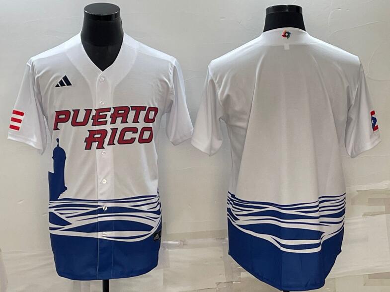 Men's Puerto Rico Blank White 2023 World Baseball Series Jerseys