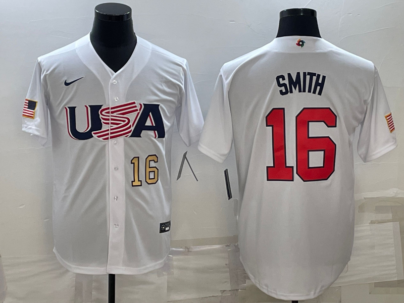 USA 16 Will Smith White Nike 2023 World Baseball Classic Jerseys - Click Image to Close
