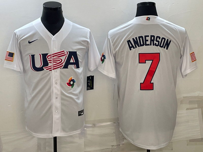 USA 7 Tim Anderson White Nike 2023 World Baseball Classic Jersey