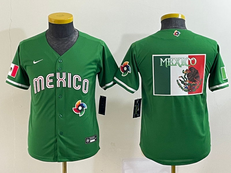 Mexico Blank Green Youth Nike 2023 World Baseball Classic Jerseys