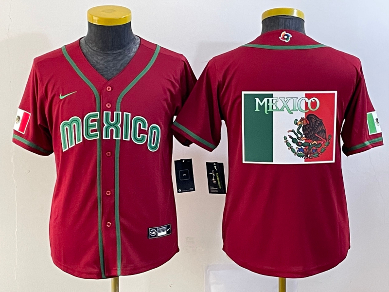 Mexico Blank Red Youth Nike 2023 World Baseball Classic Jersey